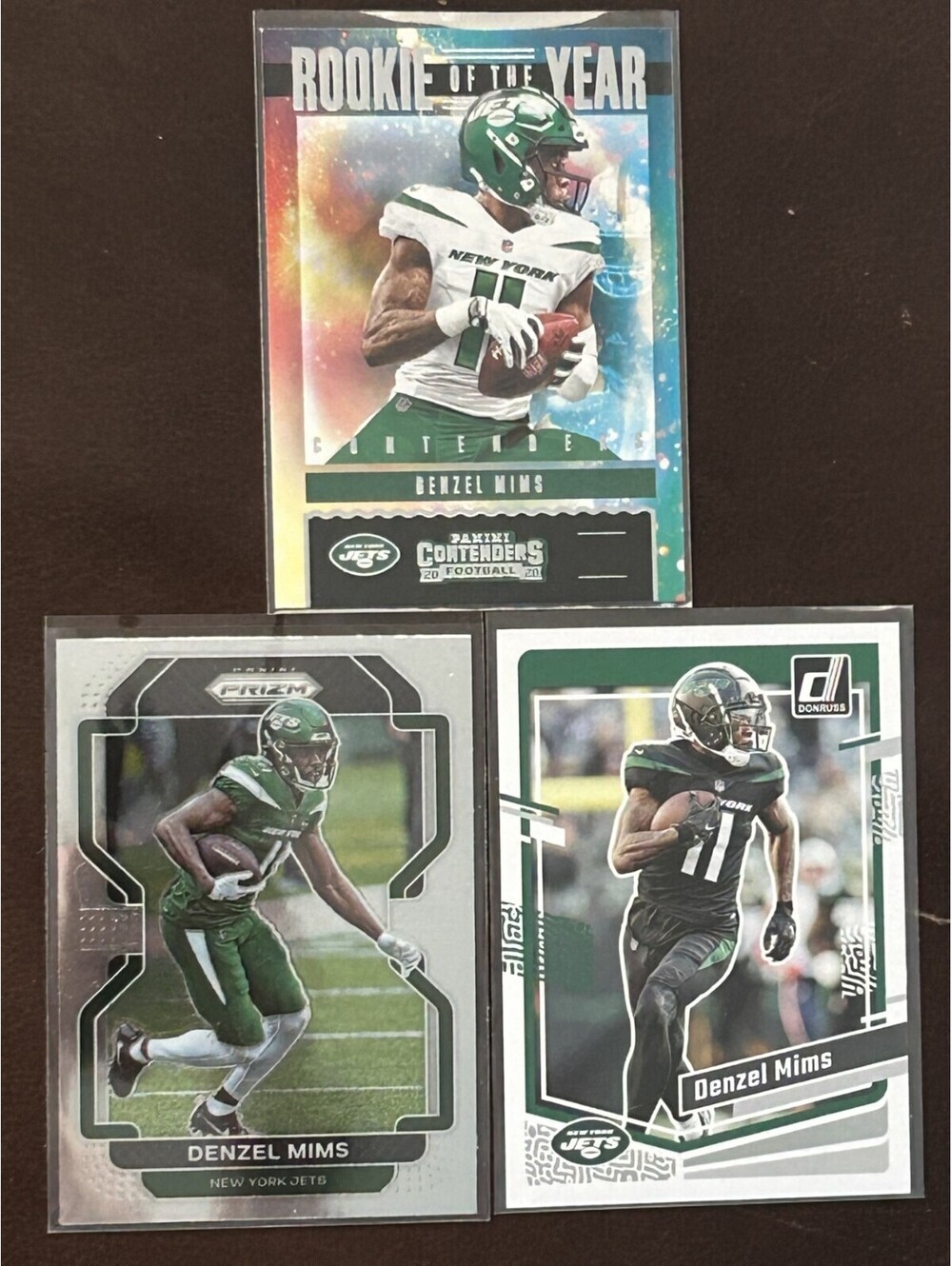 2020 DENZEL MIMS PANINI ROOKIE CARD CONTENDERS ROOKIE OF THE YEAR + 3 NFL CARDS